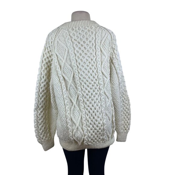 Tivoli Women’s Ivory Wool Hand-Knit Sweater Aran Cable-Knit Design Size L - New - Picture 3 of 10